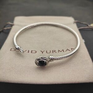 David Yurman Silver Bracelet with Dark Stone
